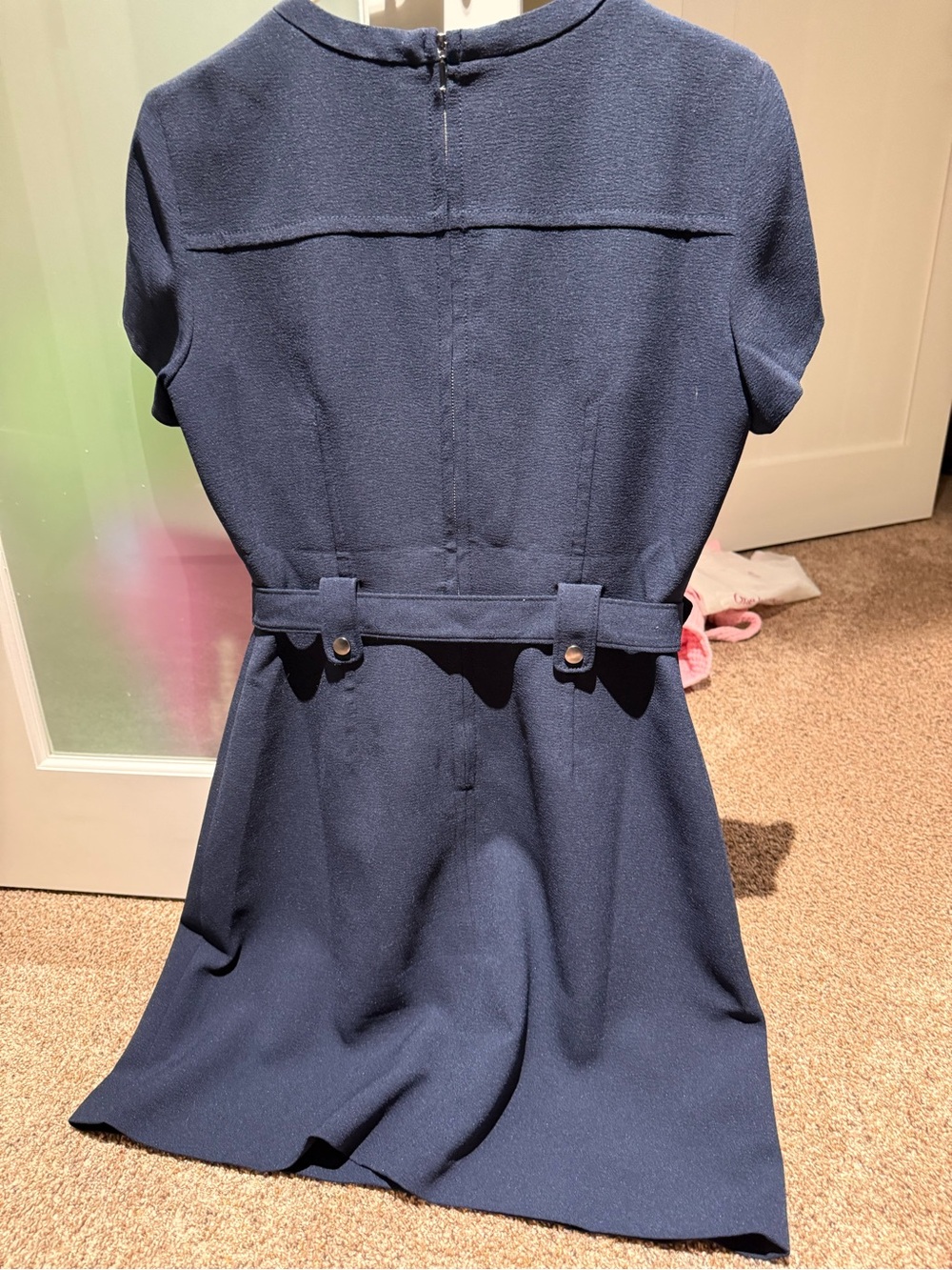 Club Monaco Classic Navy Belted Short Sleeve Dress - Picture 5 of 6